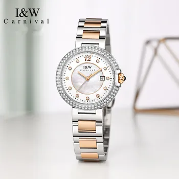 КАРНАВАЛНИТЕ маркови часовници с диаманти, луксозни дамски часовници е от неръждаема стомана, подарък за момичета, кварцови часовници, водоустойчиви за жени, Relogio Feminino