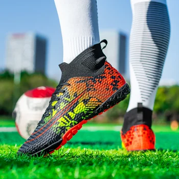 Качествена нескользящая футболни обувки за футзала в насипно състояние, футболни обувки Messi, обувки Sociaty Chuteira Campo, спортни дамски маратонки TFAG