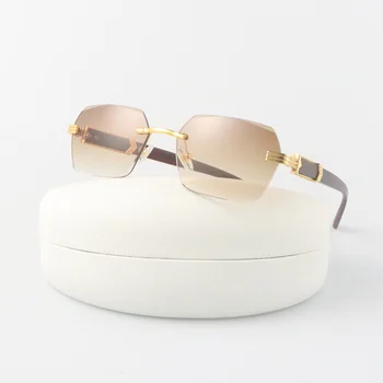 Квадратни vintage слънчеви очила Мъжки дамски Маркови дизайнерски слънчеви очила без рамки Модни Луксозни Океанските Градиентные очила De Sol