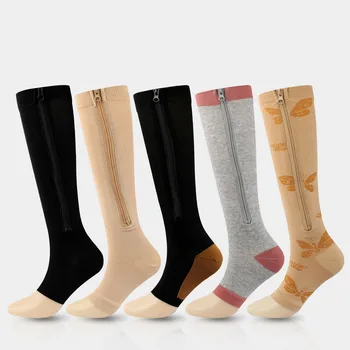 Компресия чорапи среден размер на мълния найлонови чорапи е специализирана в колоездене на открито дишащи бързо съхнещи спортни ластични чорапи