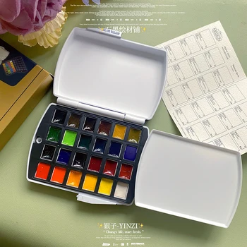 Корейски акварели пигменти MijELLO, 24 цветове, преносима кутия за акварел, златна художник, 12 цвята, 24 цветове, за да проверите за рисуване