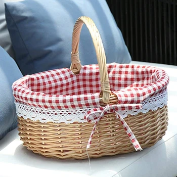 Кошница от ракита кошници с Подаръци Е овални ивовая ракита кошница за пикник с дръжка сватбена кошница малка
