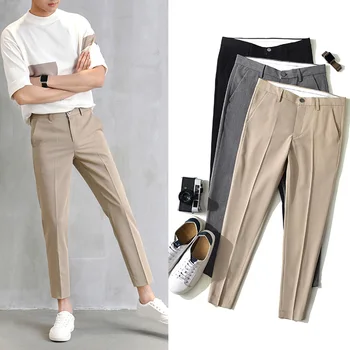Летни нови ежедневни панталони за мъже, обикновена тънка прави панталони, градинска облекло в корейски стил, класически модни панталони за мъже 2023