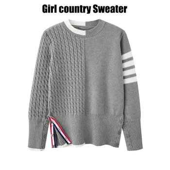 Модерен дебел пуловер, дамска есенно-зимна свободна трикотажная долна риза в стил колеж, нередовен вътрешен топ