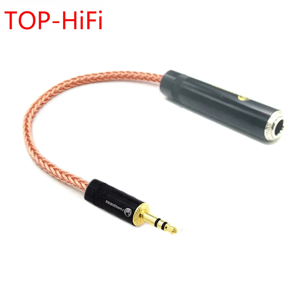 НАЙ-Hi-Fi 10 см Монокристаллическая Мед 3,5 мм Стерео 3pin Plug до 1/4 6,35 мм TRS 3pin Женски Аудио Кабел-адаптер 6,35 мм-3,5