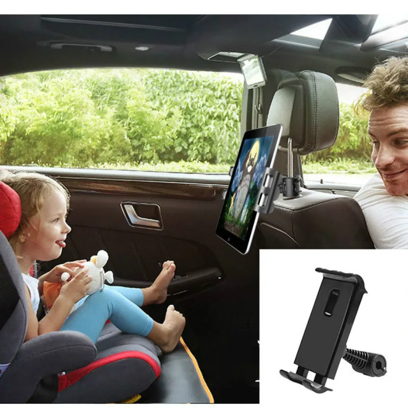 Нова кола за таблет и телефон, регулируема седалка, поставка за iPad, кола за телефон, облегалката за глава, въртящи се на 360, държач за мобилен телефон