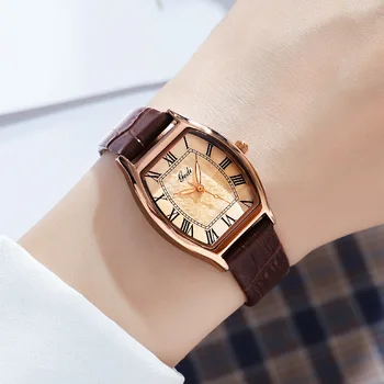 Нови дамски скута часовник във формата на бъчва в ретро стил, студентски прости кварцов часовник