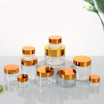 Празни малки буркани за еднократна употреба Прозрачен контейнер за изпитването на проби козметика от кръгло стъкло от вътрешната подплата Лосион Крем Корички флакон за парфюм