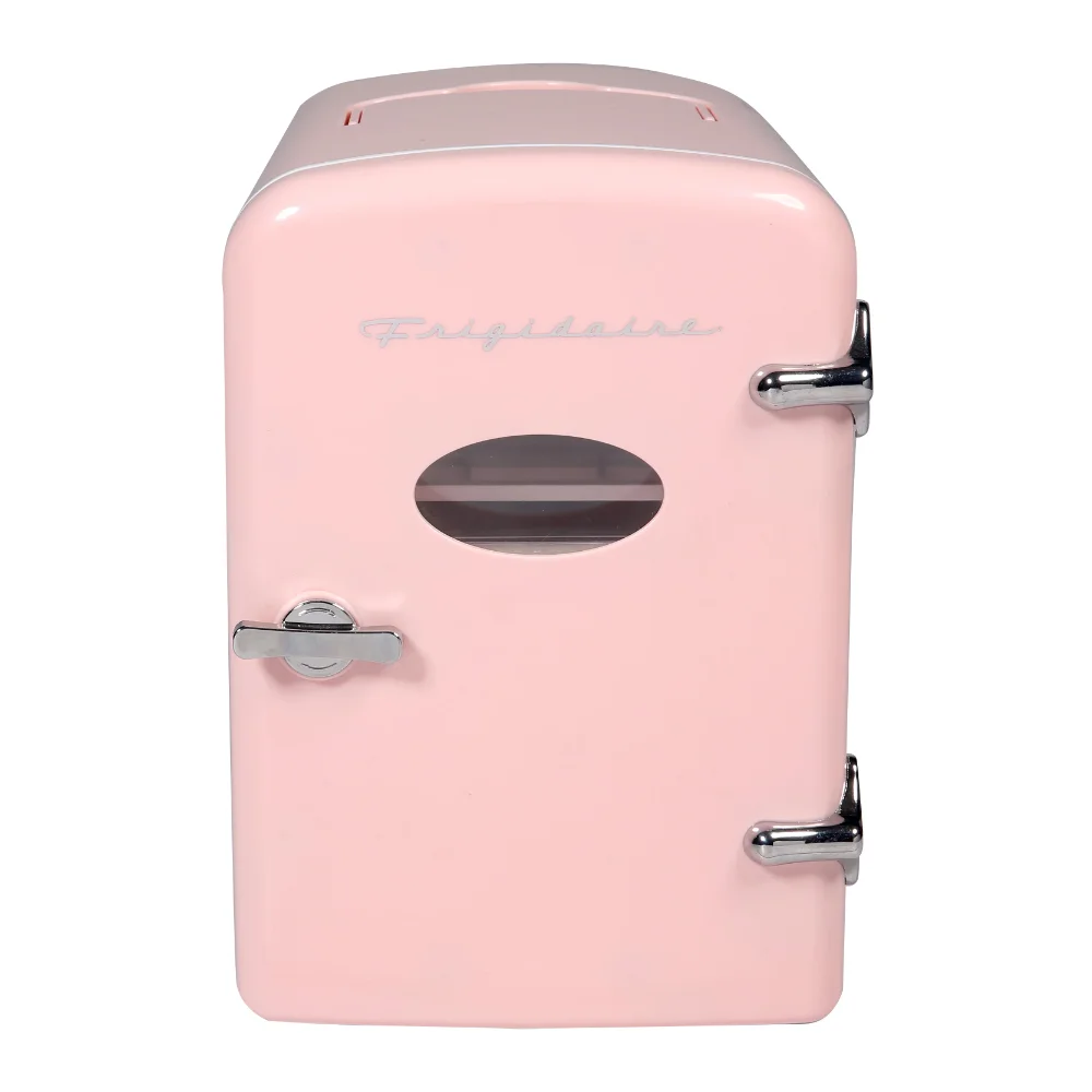 Преносим мини-хладилник в ретро стил, много голям, на 9 кутии, EFMIS175, розов