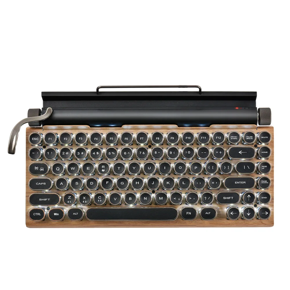 Ретро клавиатура за пишеща машина безжични механична клавиатура Bluetooth 83 Компютърна клавиатура за игри на преносими КОМПЮТРИ