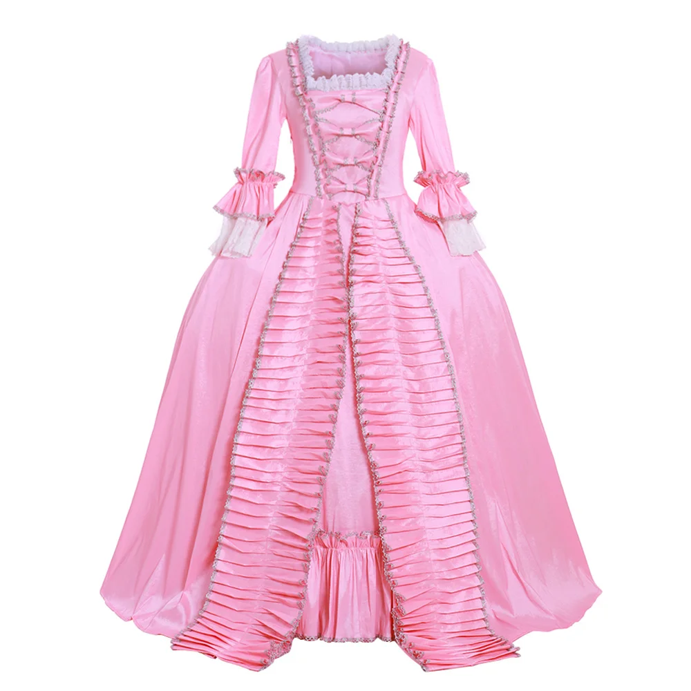 Розова принцеса рокля в стил рококо, барок недалеч от благородството на 18-ти век Бална рокля на Мария-Антоанета костюм за парти в стил Ренесанс