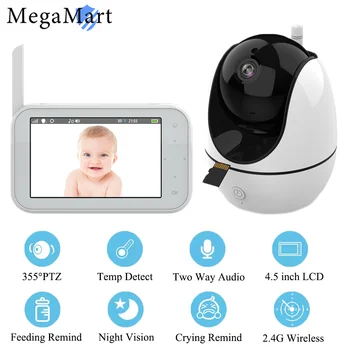 Следи бебето 4,5-инчов LCD камера за наблюдение на сигурността, мащабиране, детски безжични PTZ-камери, видео, Аудио камера, батерия, нощ, 2.4 Ghz, 1080P