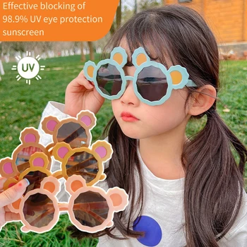 Слънчеви очила Детски слънчеви очила с анимационни мечка, очила за очите, скъпа модерна индивидуалност, очила с защита от uv INS