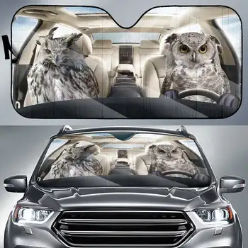 Сови Двойка Творчески Авто сенника на предното стъкло Аксесоари за интериора Интериор Огнеупорни блок, устойчиви на uv радиация за автомобил suv камион