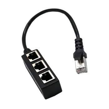 Сплитер Ethernet RJ-45 кабелен адаптер от 1 до 3 портове на мрежата включете LAN за разширяване на мрежата