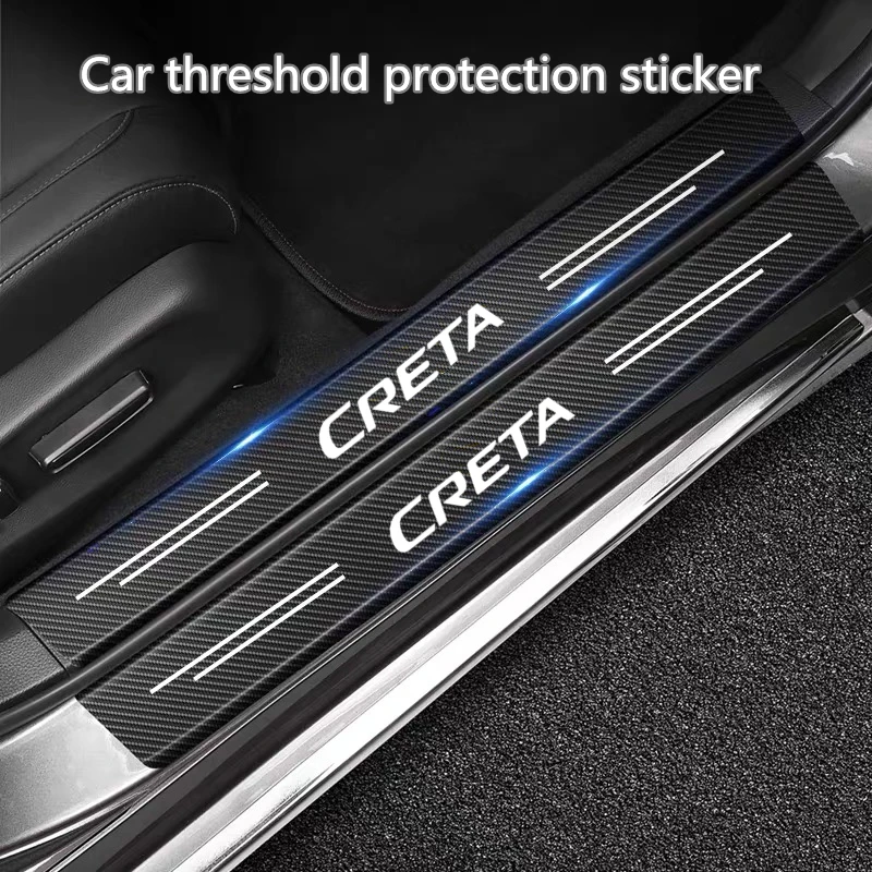 Стикер на прага на вратата на колата е от въглеродни влакна, защита от надраскване, защитна лента за багажник на Hyundai creta ix25 2020 2019 2017 2018