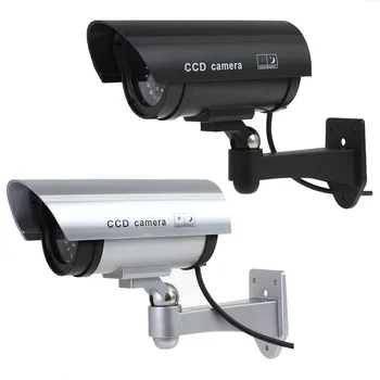 Умна фалшив камера за наблюдение на закрито/открито, водоустойчив фалшива камера за видеонаблюдение, куршум с мигаща червена led монитор