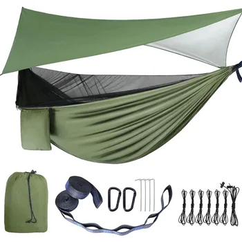 Хамаци с противомоскитной мрежа, палатката и платнища от дъжд, преносими единични за оцеляването на закрито и на открито