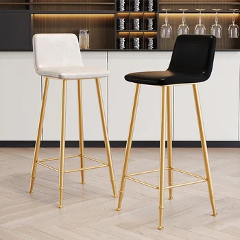 Часова рецепция и Модерни дизайнерски бар столове Луксозна кухня Метални бар столове минималистичен височина от изкуствена кожа Реколта мебели Sillas 