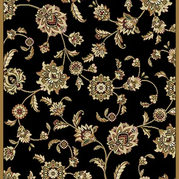 Черно ориенталски цветна подложка 5x8 листа на персийския килим - край на 5'2 